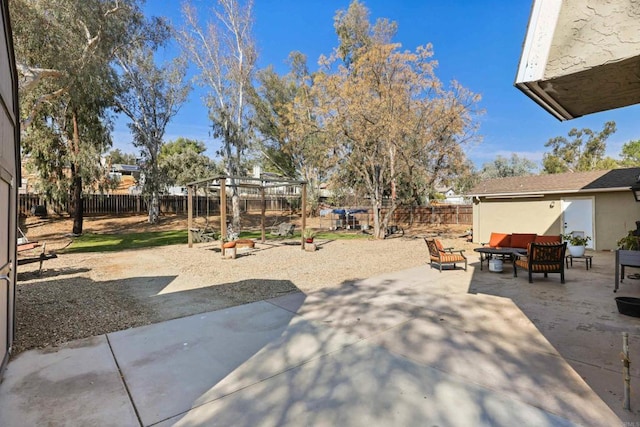 view of patio with an outdoor hangout area