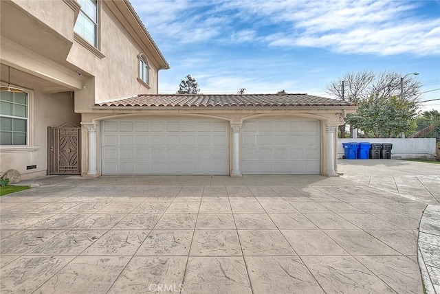 exterior space featuring a garage