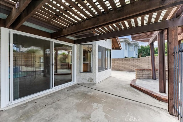 view of patio featuring a pergola