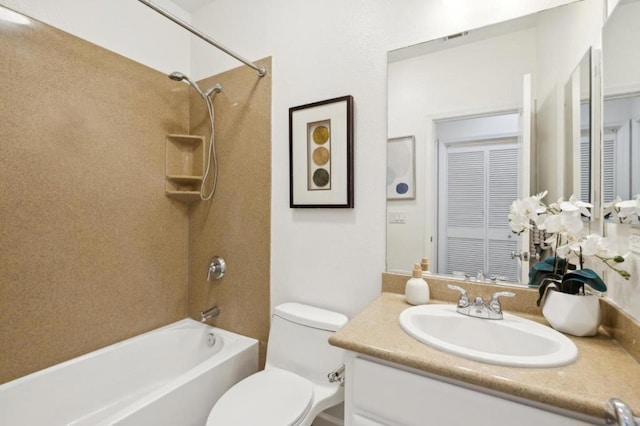 full bathroom featuring vanity, toilet, and shower / bathing tub combination