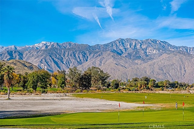 view of mountain feature with golf course view