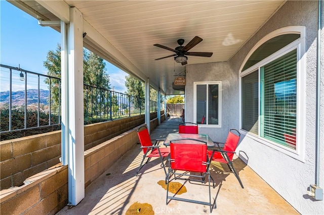 view of patio with ceiling fan