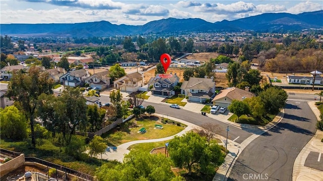 aerial view with a mountain view