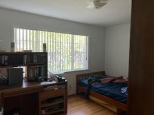 bedroom featuring light wood-type flooring