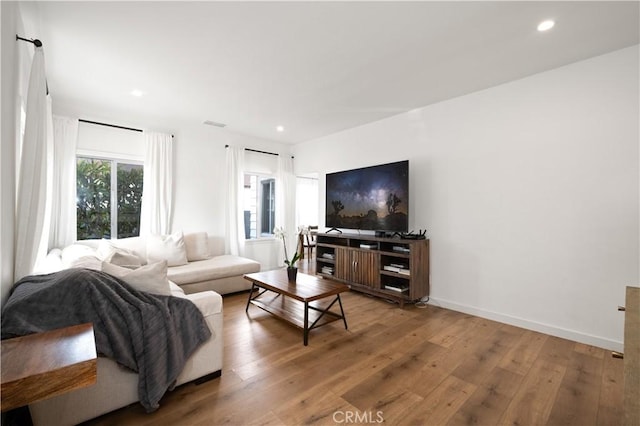 living room featuring hardwood / wood-style flooring