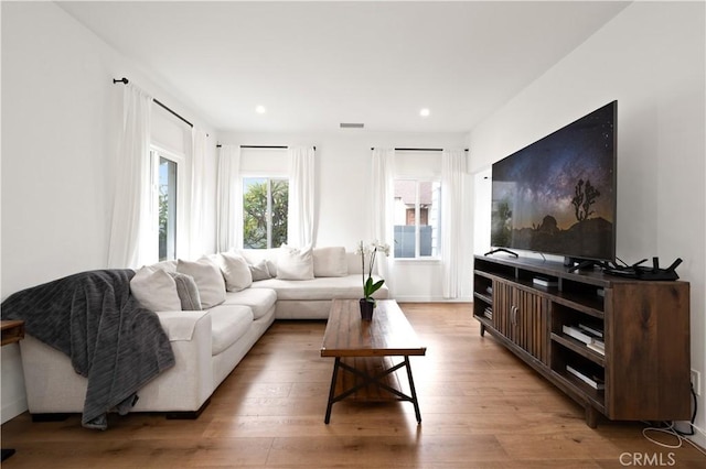 living room featuring light hardwood / wood-style floors