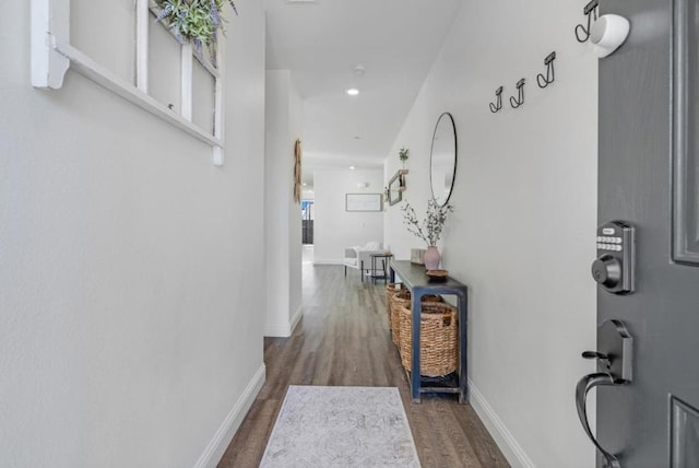 hall featuring hardwood / wood-style flooring