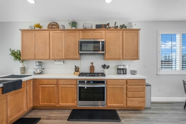 kitchen featuring appliances with stainless steel finishes and light wood-type flooring