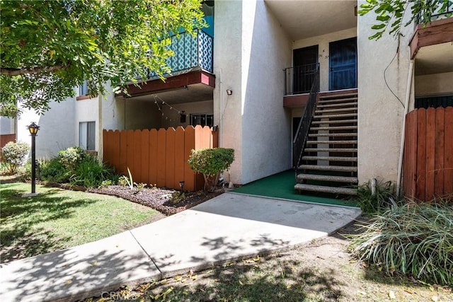 doorway to property featuring a balcony