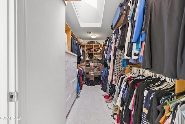 spacious closet featuring light carpet