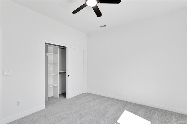 18554 Temecula Ave, Hesperia, CA 92345 - unfurnished bedroom featuring carpet floors, baseboards, a closet, and ceiling fan