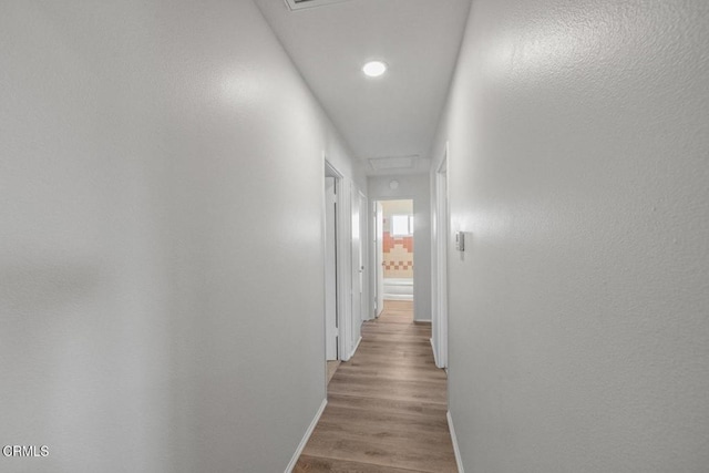 hallway featuring light wood-type flooring