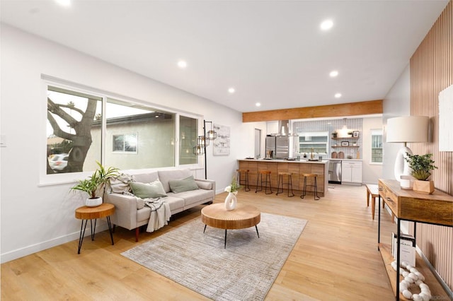 living room featuring light hardwood / wood-style floors