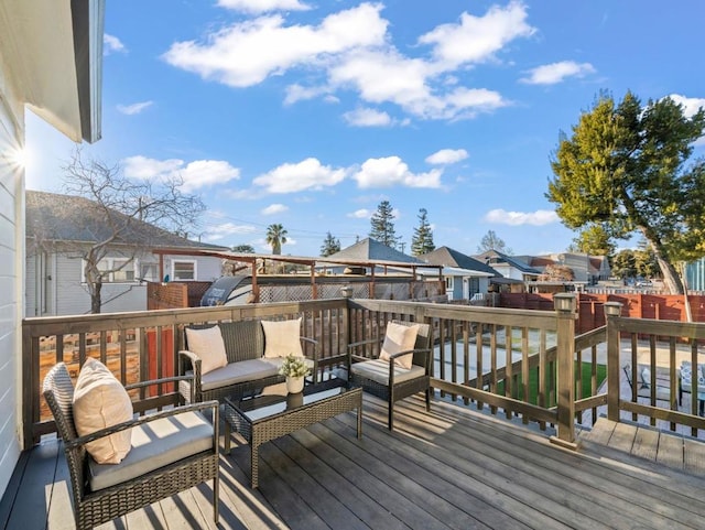 deck featuring an outdoor living space