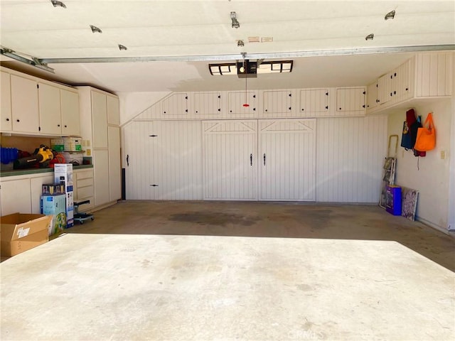 garage with a garage door opener