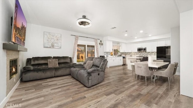 living room featuring hardwood / wood-style flooring