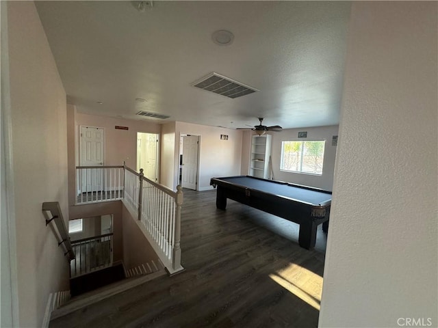 rec room featuring pool table and dark hardwood / wood-style flooring