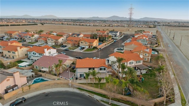 aerial view with a residential view and a mountain view