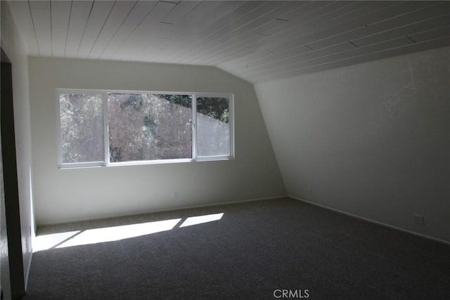 bonus room featuring vaulted ceiling and carpet