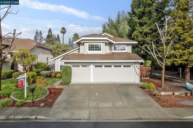 front facade with a garage