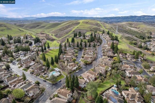 bird's eye view with a mountain view