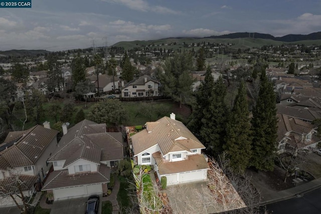 aerial view with a mountain view