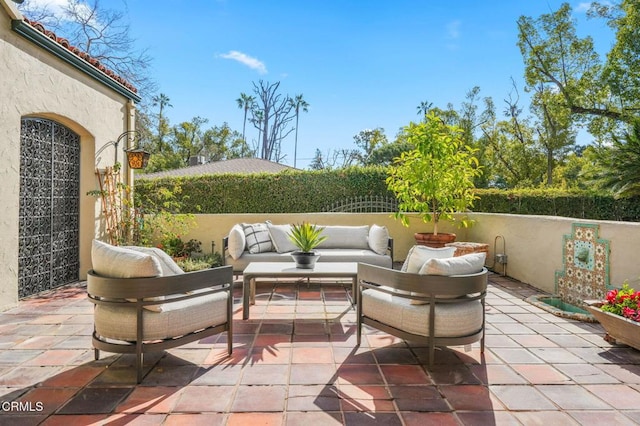 view of patio / terrace with an outdoor living space