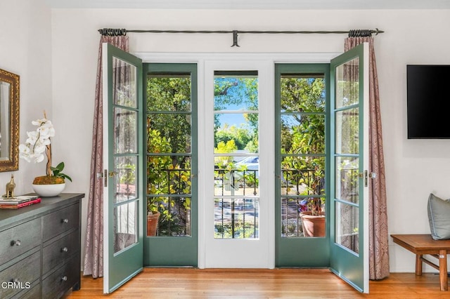 doorway featuring light hardwood / wood-style floors