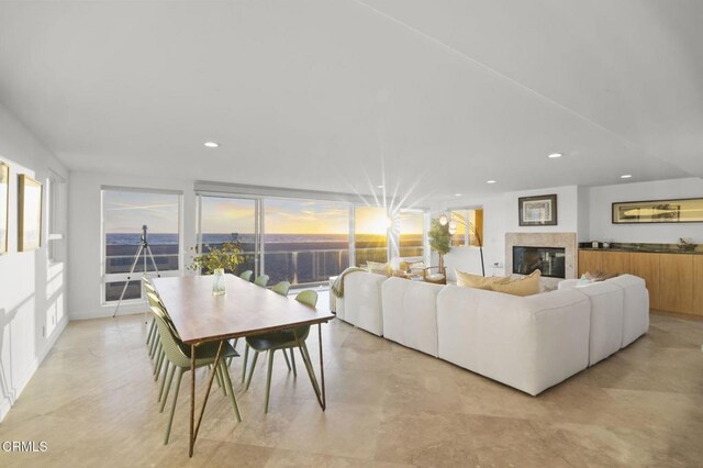 3757 Ocean Dr, Oxnard, CA 93035 - living room with a glass covered fireplace and recessed lighting
