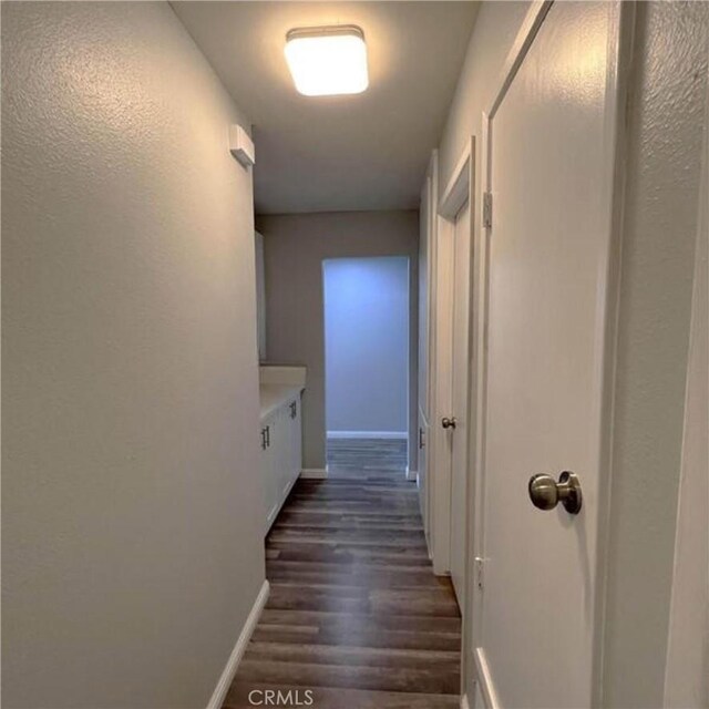 hall featuring dark wood-type flooring