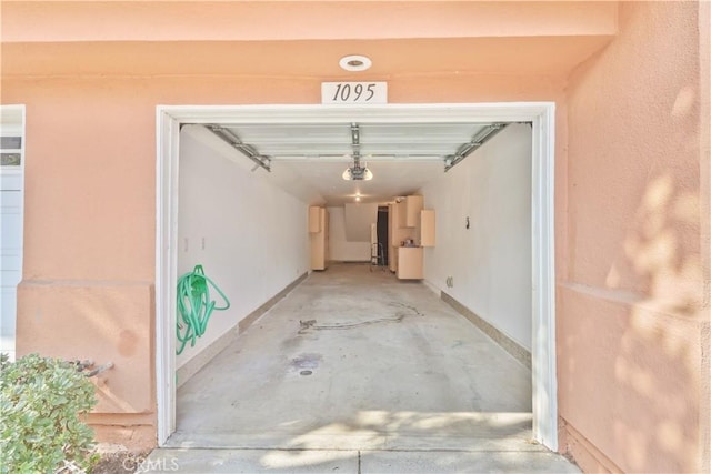 garage with a garage door opener