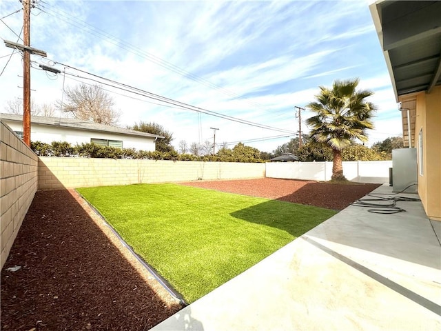 view of yard with a patio area