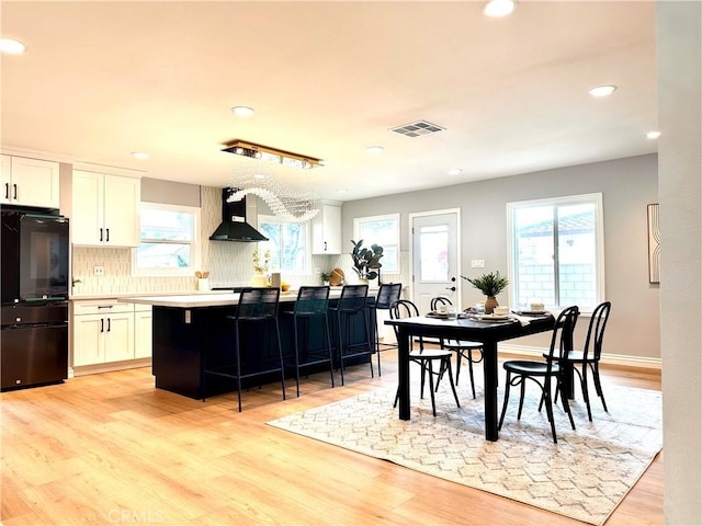 dining area featuring light hardwood / wood-style floors