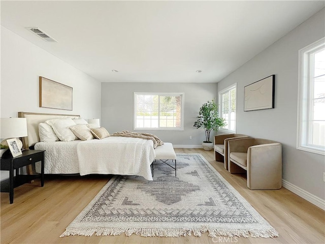 bedroom with light hardwood / wood-style flooring