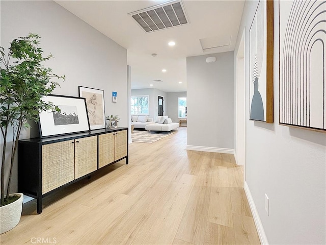 hallway featuring light wood-type flooring