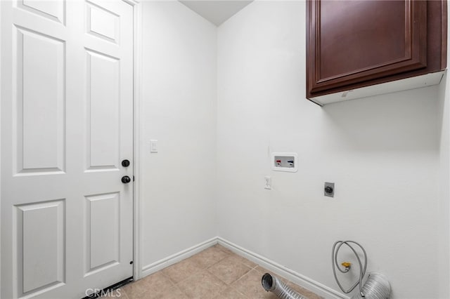 laundry area featuring washer hookup, electric dryer hookup, and cabinets