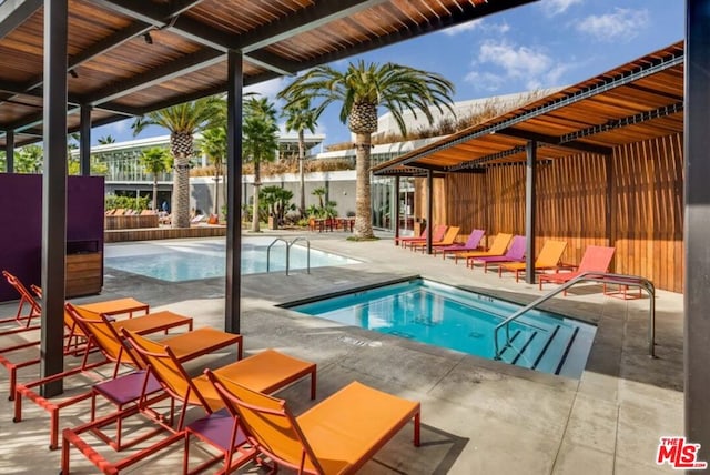 view of pool featuring a patio area