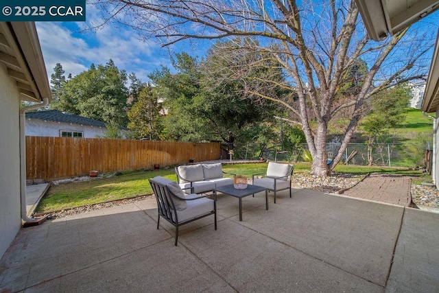 view of patio / terrace featuring an outdoor living space