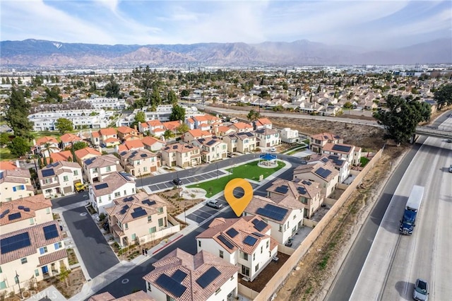 drone / aerial view with a mountain view