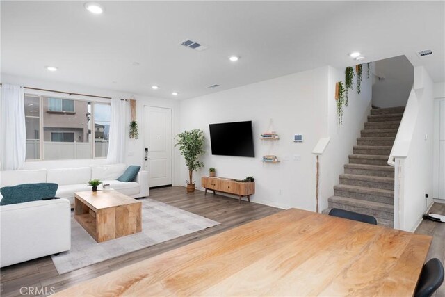 living room with light wood-type flooring