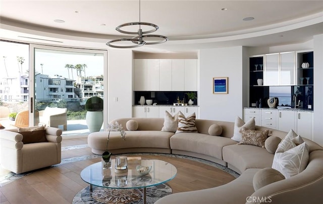 living room featuring light hardwood / wood-style floors