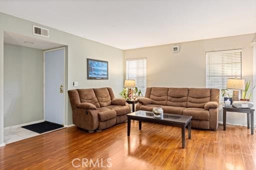 living room featuring light hardwood / wood-style floors