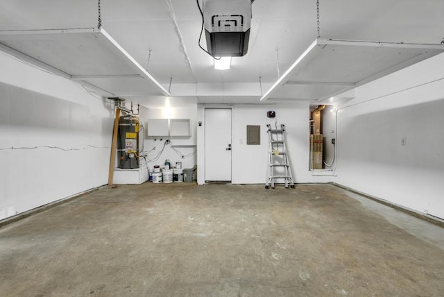 garage featuring secured water heater