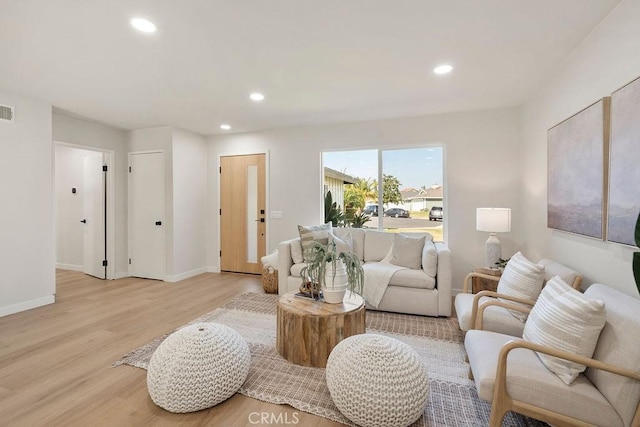 living room featuring light hardwood / wood-style flooring