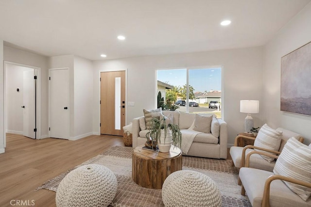 living room featuring light wood-type flooring