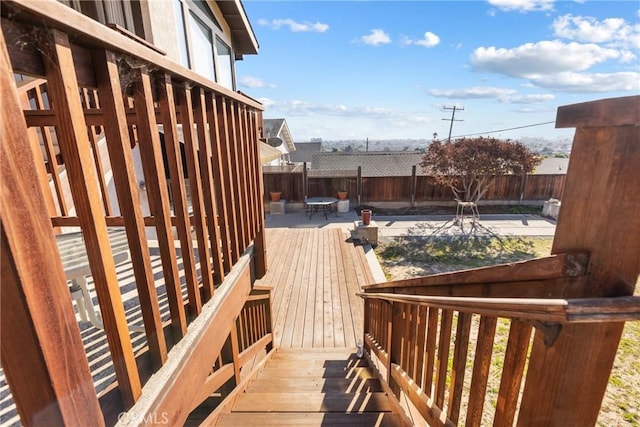 deck with a patio