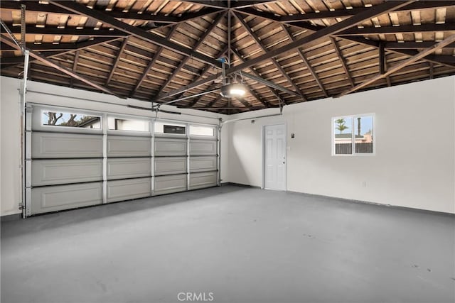 garage with wood ceiling