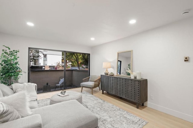 living room featuring light wood-type flooring