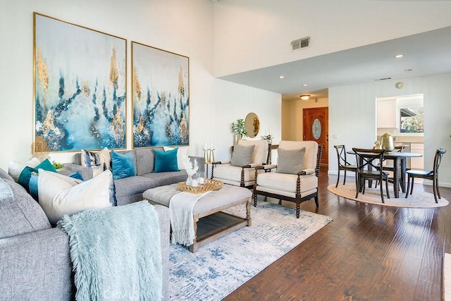 living room with wood-type flooring