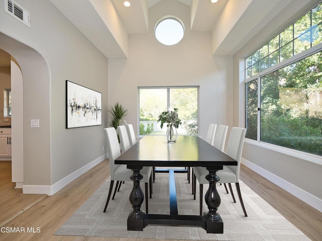 dining area featuring light hardwood / wood-style flooring